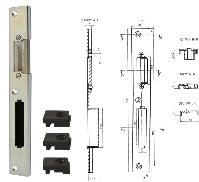 broasca ingropata cu rola pentru usi PVC 16mm
